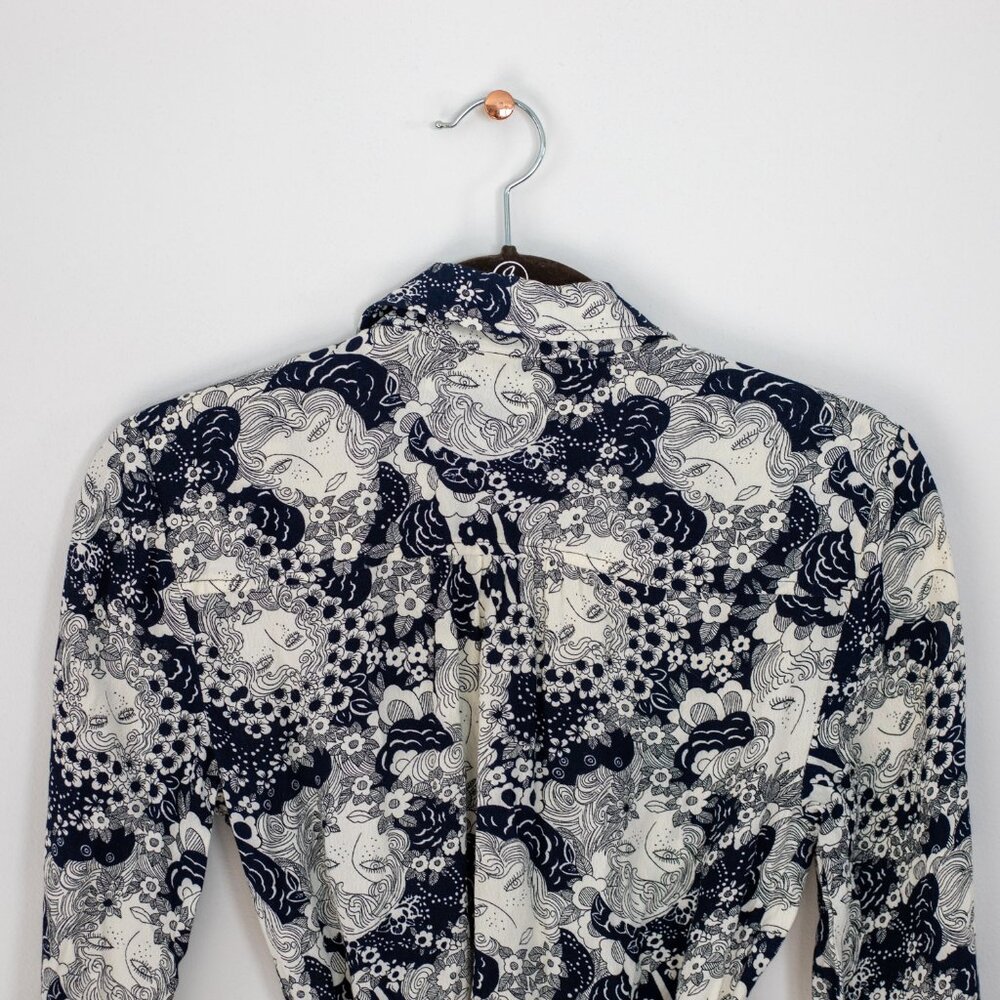 Anthropologie 34/52 Conversations Colloquial Faces Shirt Dress Size 2 - Picture 8 of 11